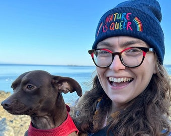 Eco Nature Is Queer Beanie / Toque - Recycled Polyester - LGBTQ Pride Hat (Multiple Colours)