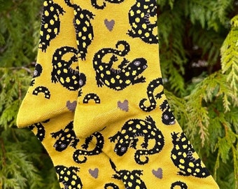 Salamander Socks - Eco Friendly - Bamboo Socks For All Genders! - 1 Dollar Goes to Charity - Spotted Salamander