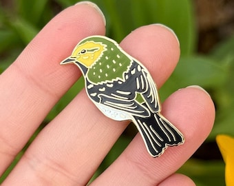 Black-Throated Green Warbler Pin - 25% to Charity - Bird Enamel Pin