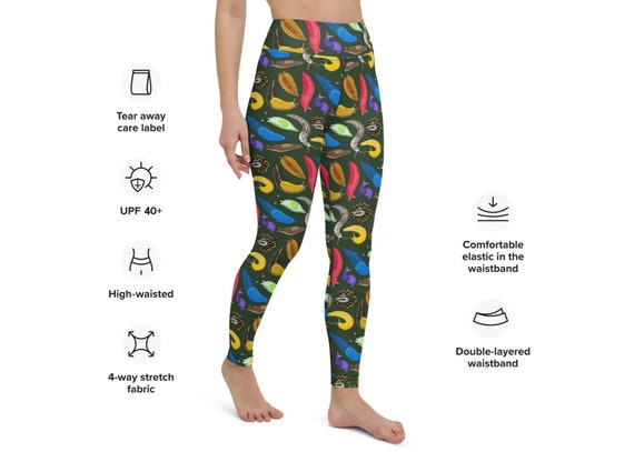 Slug Leggings XS-6XL UPF 40 High Waisted Yoga Style Plus Size Super Soft  Terrestrial Slug Diversity Rainbow Pattern 