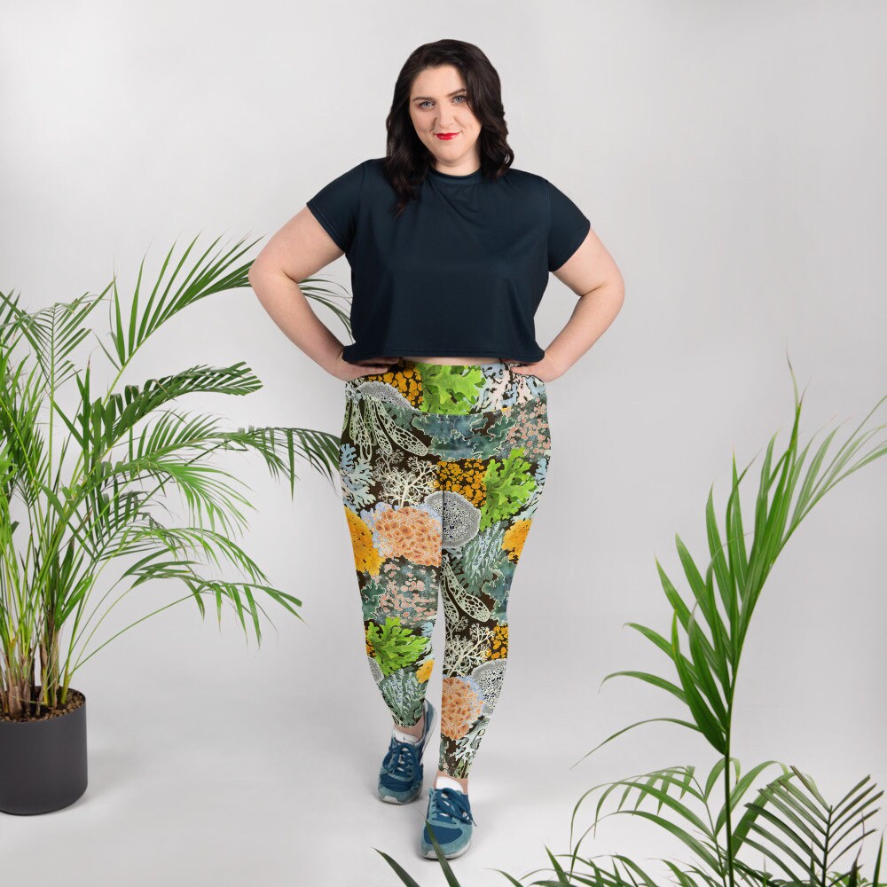 Lichen Leggings XS-6XL UPF 40 High Waisted Yoga Style Plus Size Super Soft  Lichens of the Pacific Northwest 