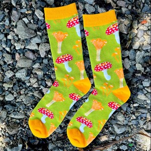 Mushroom Socks - 1 Dollar to Charity! - Eco Friendly Bamboo Socks For All Genders - Adult Unisex Fungi Novelty Footwear