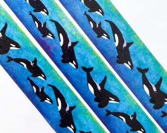 Orca Whale Washi Tape! (No Foil) - Eco Friendly - Made from Wood Pulp!