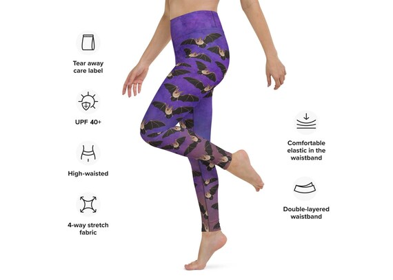 Bat Leggings XS-6XL UPF 40 High Waisted Yoga Style Plus Size Super Soft  Townsend's Big Eared Bat Pattern 