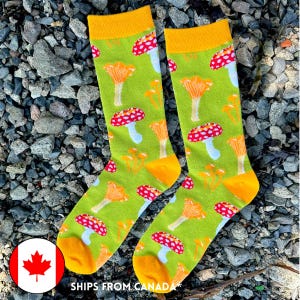 Mushroom Socks - 1 Dollar to Charity! - Eco Friendly Bamboo Socks For All Genders - Adult Unisex Fungi Novelty Footwear