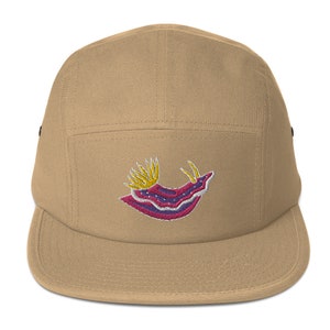 Hooded Nudibrach Hat 100% Cotton Sea Slug Fan Club Text on Back Multiple Colours Embroidered 5 Panel Cap Melibe leonina image 7