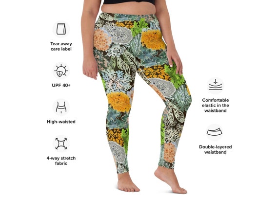 Lichen Leggings XS-6XL UPF 40 High Waisted Yoga Style Plus Size Super Soft  Lichens of the Pacific Northwest 