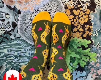 Banana Slug Socks - 1 Dollar to Charity! - Eco Friendly Bamboo Socks For All Genders - Adult Unisex Novelty Footwear