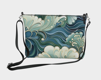 Icelandic Cascade: Nature's Symphony in an Exclusive Vegan Crossbody - Limited Edition Elegance, 40 Pieces with Unique White/Black Straps