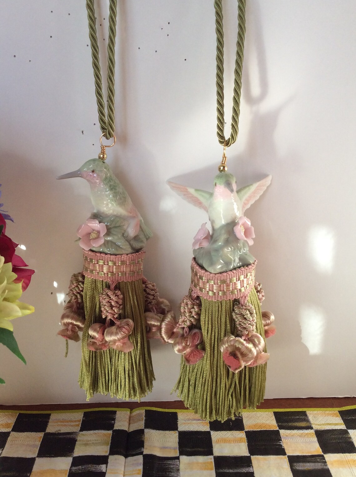 Hummingbird Salt Shaker Tassels set of 2 Etsy