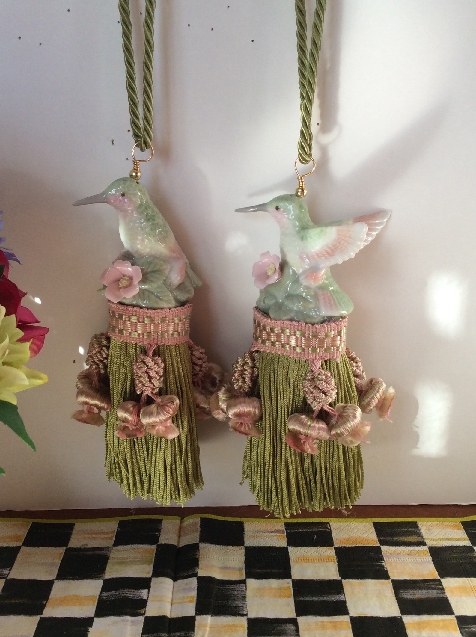 Hummingbird Salt Shaker Tassels set of 2 Etsy