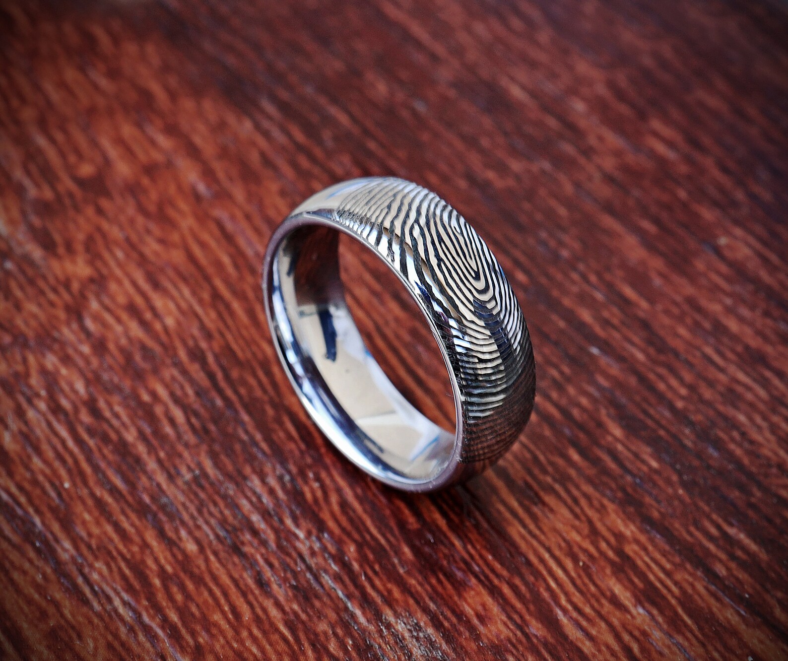 Actual Fingerprint Ring Tungsten Carbide Engraved Wedding Band Etsy