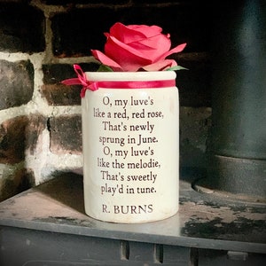 Antique Stoneware Pot with Rabbie Burns Quote, Scottish Decor