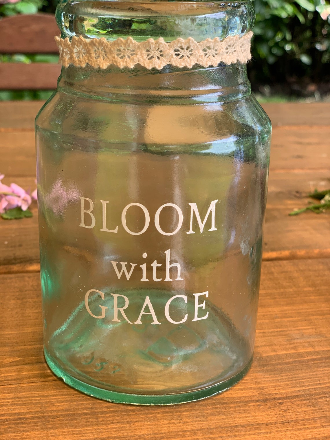 A genuine vintage glass jam/preserve jar with painted words. Etsy