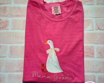 Embroidered Mama Goose Tee Shirt