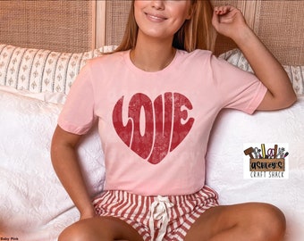 Distressed Love Heart Valentine's Day Tee Shirt
