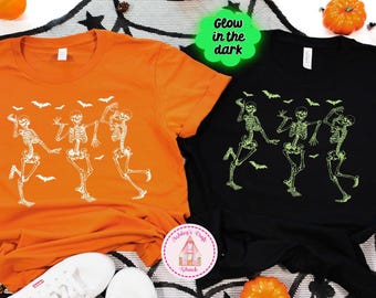 Glow-in-the-Dark Dancing Skeleton Tee: Spooky Halloween Shirt