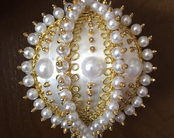 Make a SONATA in Gold or Silver Christmas Holiday Ornament Satin Silk Ball Gems Beads Pins