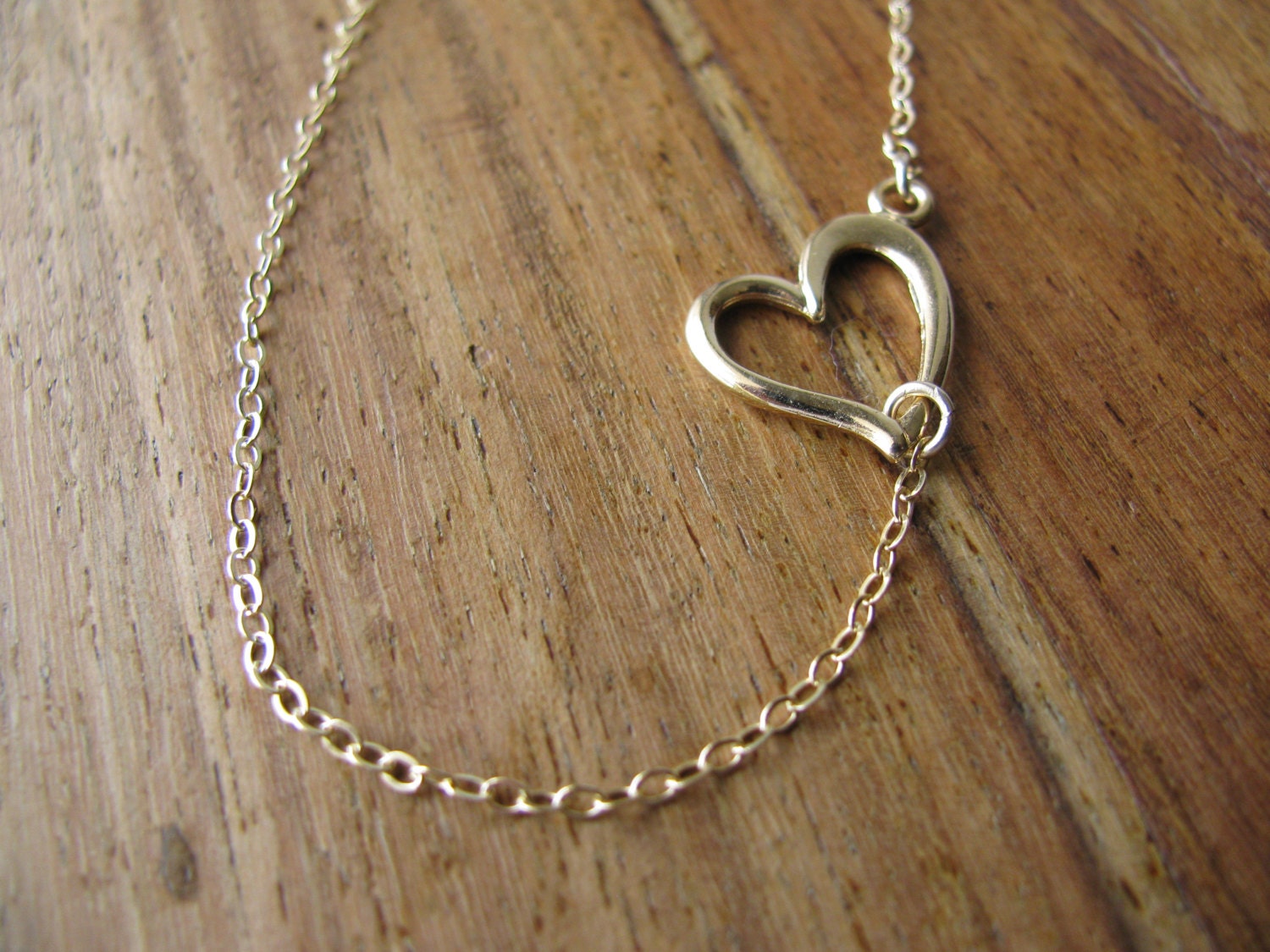 Gold Necklace Heart Heart Sideways Necklace Gold Filled14k - Etsy