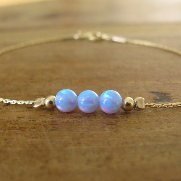 Blue opal bracelet, opal bracelet, opal bead bracelet, opal gold, gold bracelet, opal jewelry, minimalist bracelet, ball bracelet