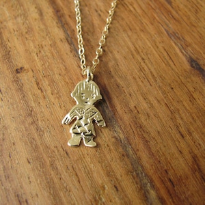 Gold necklace, Gold Child Necklace, child necklace, child pendant, gold child pendant, gold pendant, charm, chain gold filled
