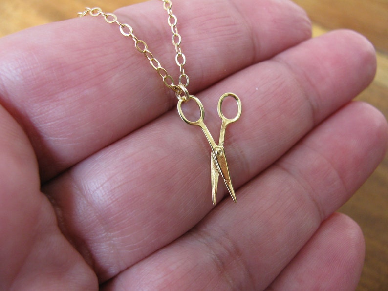 14K Gold Hair Stylist Necklace with Crystals