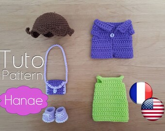 Crochet pattern: lime-lavender outfit for Hanae doll