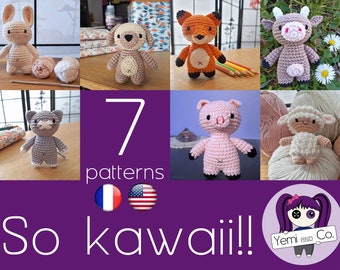 Crochet pattern bundle: kawaii animals (7 patterns)