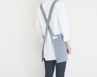 Linen Tool apron,Dark Bluish grey