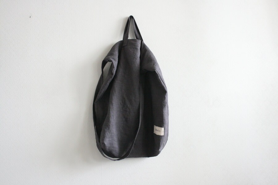 Linen Hobo bagCharcoal Etsy