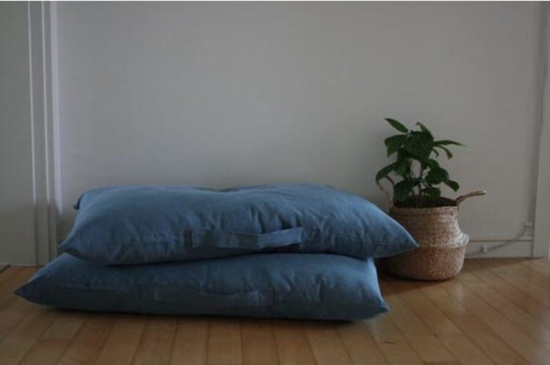 Linen Floor Cushion Cover Handled Etsy