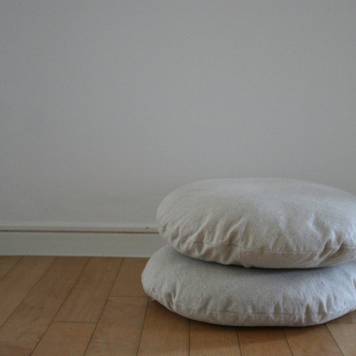 round linen cushion