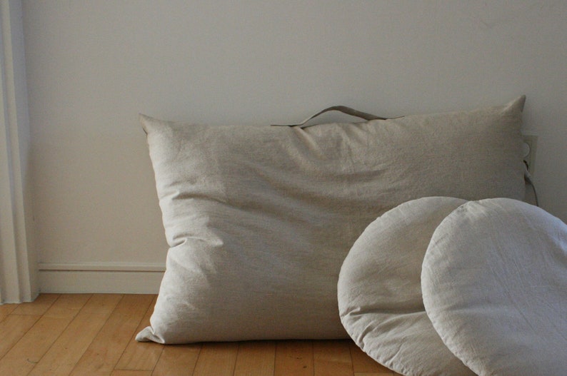Linen Floor Cushion Cover Handled Etsy