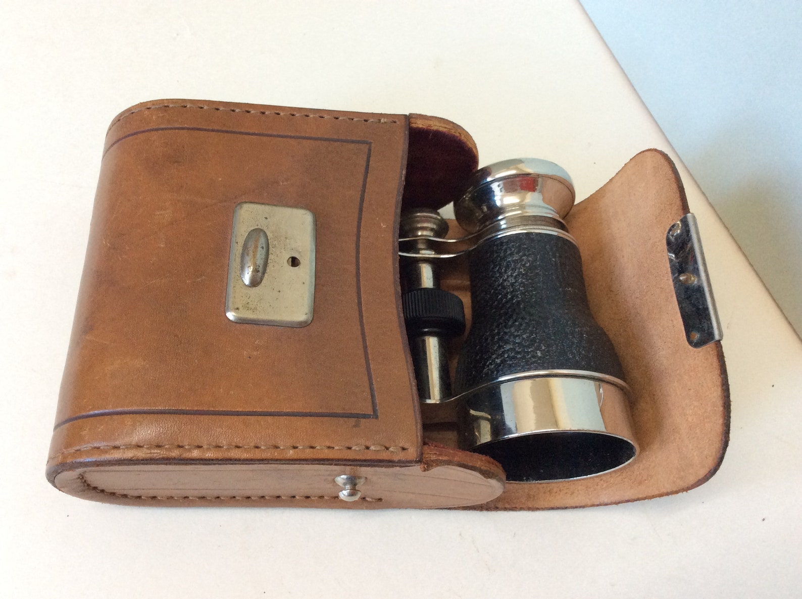 Antique Binoculars With tiny Compass in top Silver plated and Etsy