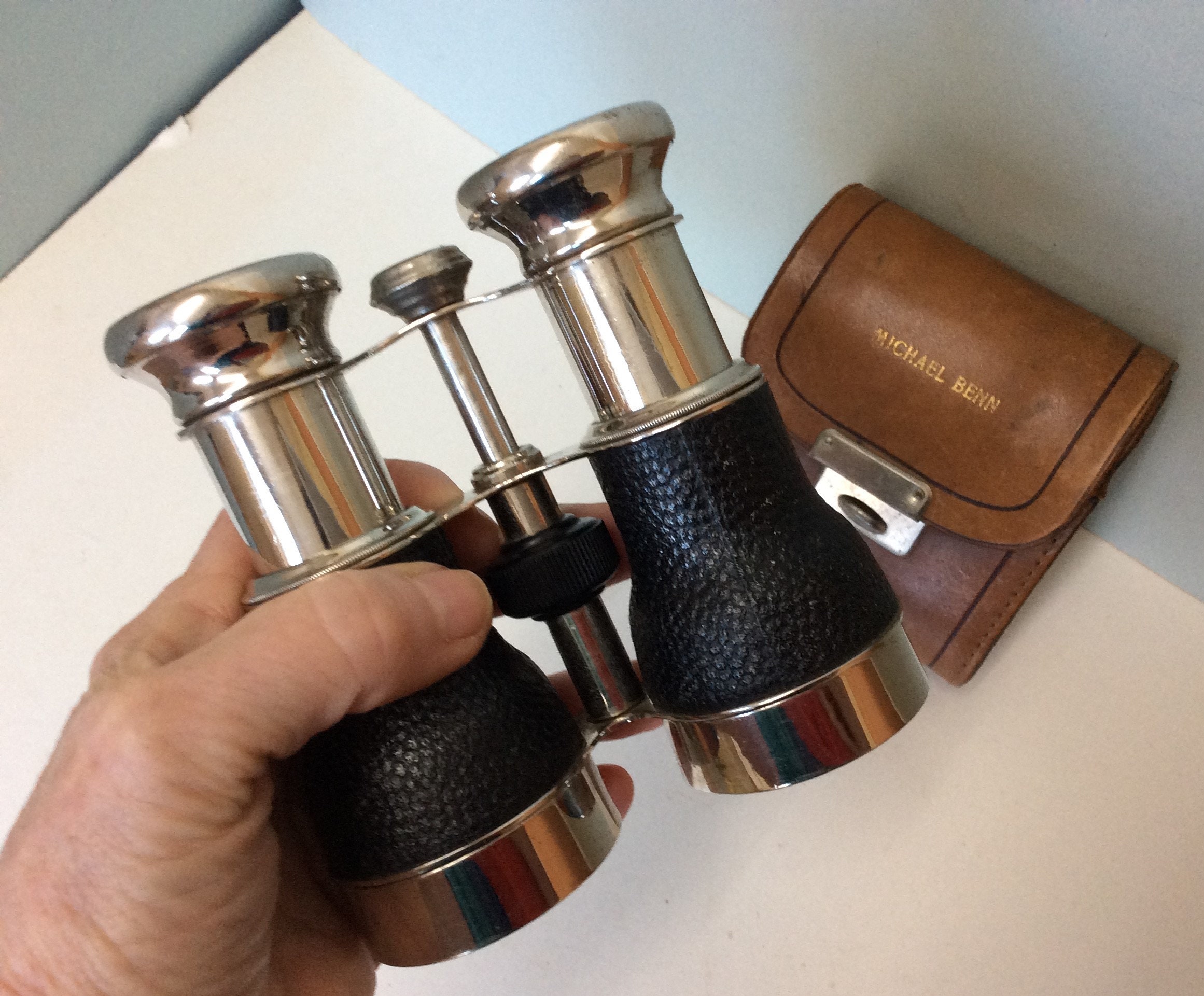 Antique Binoculars With tiny Compass in top Silver plated and Etsy