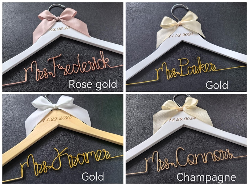 Personalisierte Hochzeit Kleiderbügel, Brautparty Geschenke, Braut Kleiderbügel, Brautjungfer Kleiderbügel, benutzerdefinierte Geschenke Bild 11