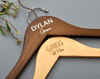 Groom hanger, best man gift, dress hanger, name hanger, best man hanger, woodcarving hanger