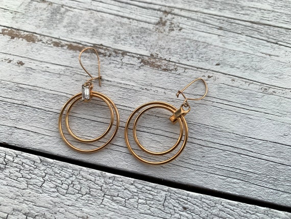 Vintage Dangle Earrings | Gold Plated Earrings | … - image 6