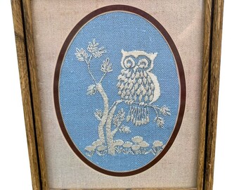 Vintage Owl in Tree Crewel (Framed) Embroidery