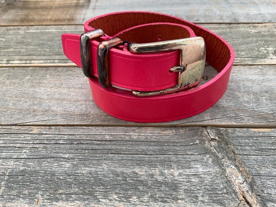 Pink Leather Belt | Liz Claiborne Vintage Belt | … - image 1