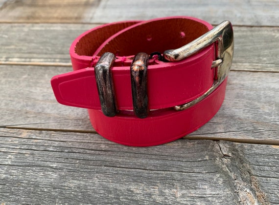 Pink Leather Belt | Liz Claiborne Vintage Belt | … - image 3