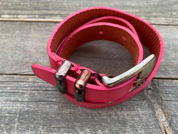 Pink Leather Belt | Liz Claiborne Vintage Belt | … - image 4