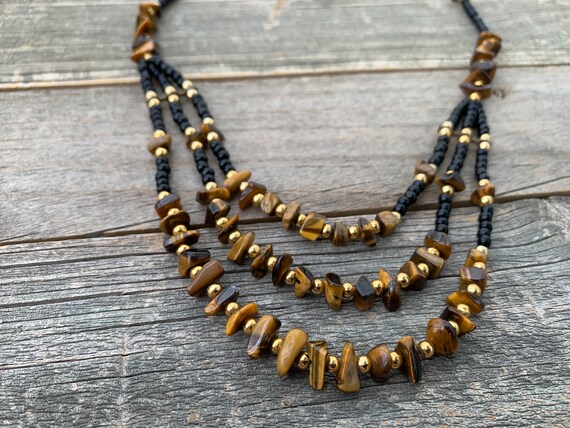 Vintage Tigereye Necklace | Tigereye Stones with … - image 1