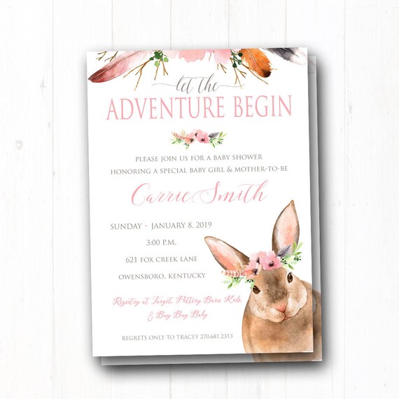 Woodland Baby Shower Invite Rabbit Woodland Animals Invitation