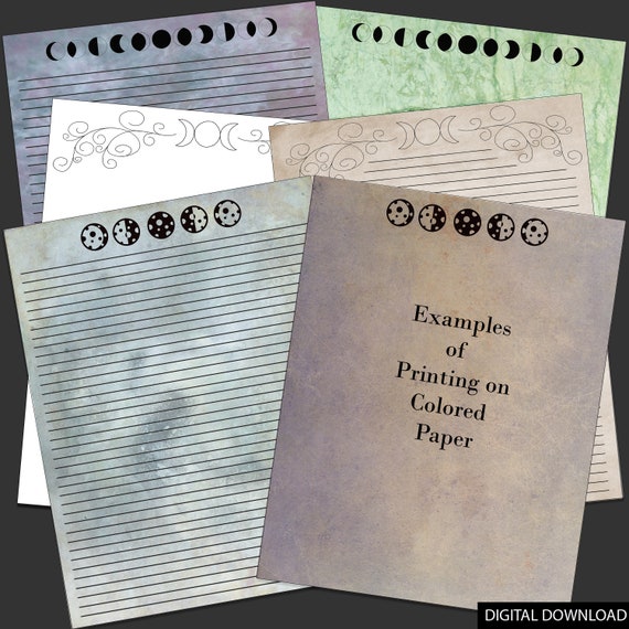 Moon Printable Lined Paper Pages for Book of Shadows BOS | Etsy