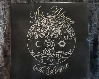 Tree of Life | As Above So Below | Granite Altar Tile | 12in x 12in