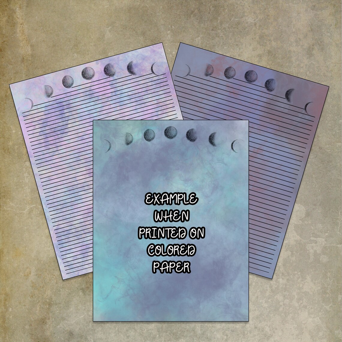 Moon Printable Lined Paper Pages for Book of Shadows BOS - Etsy
