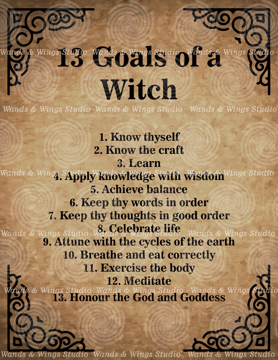 Printable 13 Goals of a Witch Paper for Book of Shadows BOS Journal ...