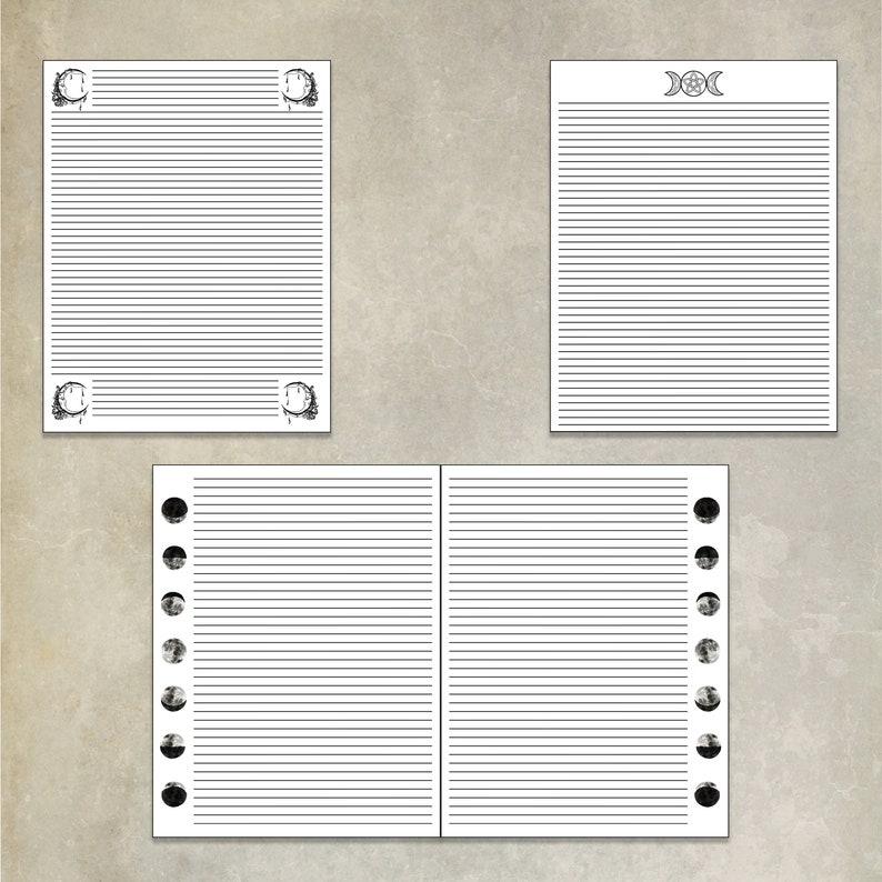 Lunar Themed Printable Lined Paper Pages for Book of - Etsy