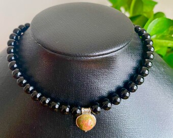 onyx beaded choker-jewelry